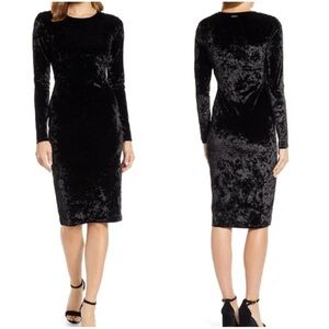 Michael Michael Kors Crushed Velvet Long Sleeve Midi Dress